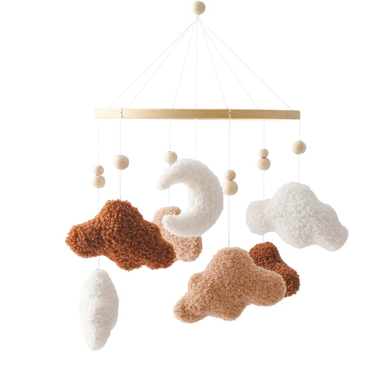 Wooden Crib Mobile Baby Bed Bell Rattles Toys Soft Felt Pink Bear Mobile Hanging Newborn Music Box Bed Bell Hanging Bracket Toys