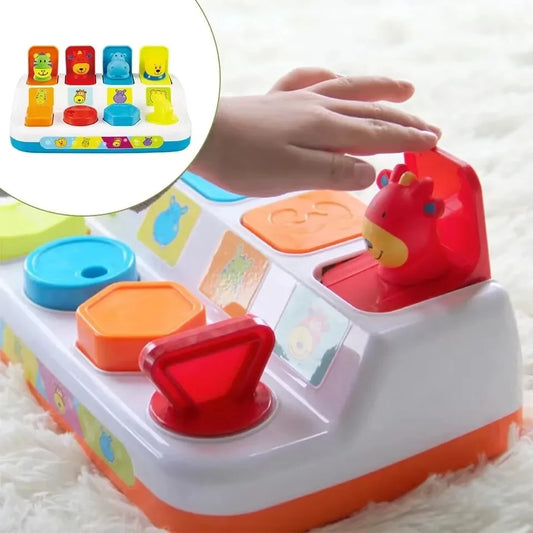 Baby Pop Up Toy Montesorri Fine Motor Skill Training Press Pull Click Animal Car Button Educational Toys For 13 24 Months Infant
