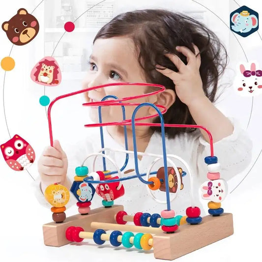 Montessori Baby Toys Wooden Roller Coaster Bead Maze Abacus Math Toys Toddler Early Educational Toys for 1 2 3 Years Kids Gifts