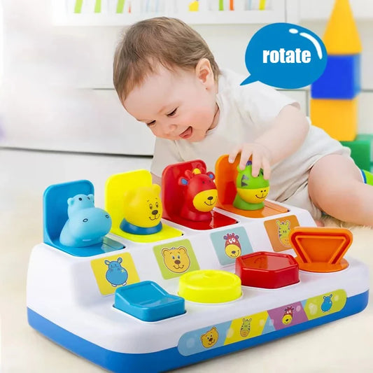 Baby Pop Up Toy Montesorri Fine Motor Skill Training Press Pull Click Animal Car Button Educational Toys For 13 24 Months Infant