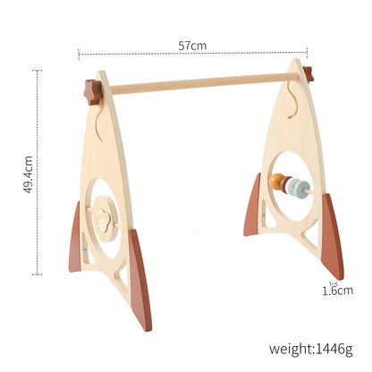1Set Baby Wooden Gym Frame Pendant Rattle Toys Play Gym Mobile Hanging Sensory Toy Foldable Play Gym Frame Activity Gym Baby Toy