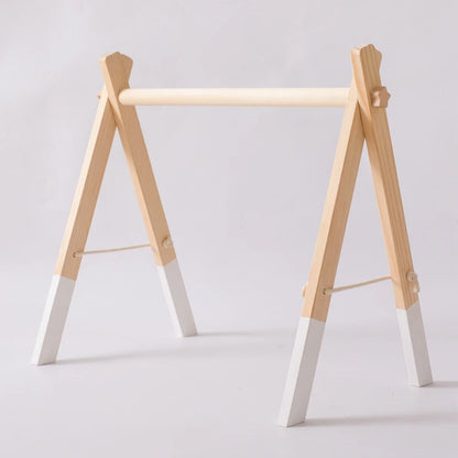 1Set Baby Wooden Gym Frame Pendant Rattle Toys Play Gym Mobile Hanging Sensory Toy Foldable Play Gym Frame Activity Gym Baby Toy