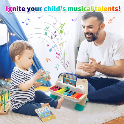 Wooden Touch Play Piano with Light & Music insert socre Music Score early learning Educational Toys for 12 months Baby Gifts
