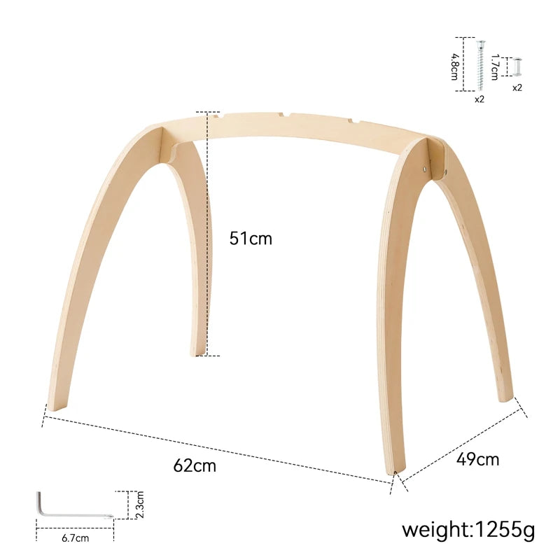 1Set Baby Wooden Gym Frame Pendant Rattle Toys Play Gym Mobile Hanging Sensory Toy Foldable Play Gym Frame Activity Gym Baby Toy